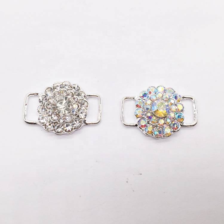 Crystal Flower Rhinestone Clear Ab Swimming Suit Buckle Connector For Bikini Centre